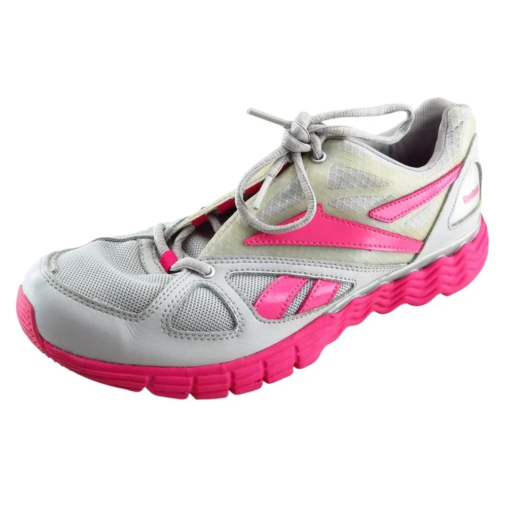 Reebok Girls' Running Shoes Size 7 Gray‎ Pink Synthetic Lightweight Comfort Fit